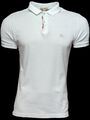 BURBERRY LONDON Herren Designer Poloshirt Monogram Baumwolle Weiss Gr.S