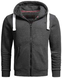 A. Salvarini Herren Sweat Jacke Pullover Kapuze Hoodie Sweater O314 Dunkelgrau