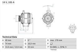 BOSCH 0 986 042 790 Lichtmaschine Generator 105A 14V