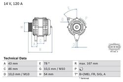 Bosch Generator 0986049171 für Ford Mazda Volvo C-Max Kuga I Fusion 2003-2012