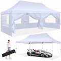 Pavillon 3x3/3x6m Wasserdicht Gartenzelt Faltpavillon Partyzelt Pop Up Zelt Weiß