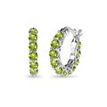 Klein Rund Peridot Huggie 18mm Reifen Ohrringe Sterlingsilber