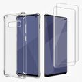 Hülle + 2x Panzerfolie Samsung Galaxy S10 Plus Transparent Schutztasche Case TPU