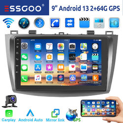 2+64G Autoradio Carplay Android 13 GPS Navi WIFI RDS + Kam Für Mazda 3 2010-2013