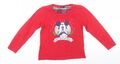 Disney Damen Basic T-Shirt rot Baumwolle Größe 10 Rundhalsausschnitt - Mickey Mouse, Christ