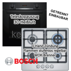 HERDSET Bosch Backofen Teleskopauszug mit Gaskochfeld - autark, 60 cm NEU