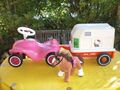 BIG New Bobby Car pink & Pony Caddy & Pferd - Hello Kitty - Trailer Anhänger