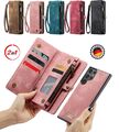 Hülle für Samsung Handy Geldbeutel Kartenfach Tasche Zipper 2in1 Wallet Cover