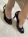 Getragene Gabor Pumps High Heels Schwarz Lackleder Gr. 6, 39 Damen