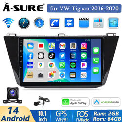 2+64GB Android 14 Autoradio Carplay GPS Navi Kam für VW Tiguan AD1 AX1 2016-2020