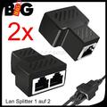 2x RJ45 Y Netzwerk Lan Verteiler Adapter 1zu2 Splitter Cat7 Ethernet Kabel DHL