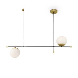 Pendelleuchte Hängelampe Deckenlampe Esszimmerleuchte Matt-Gold 2-Flammig L 95cm