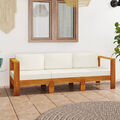 4-Sitzer-Gartensofa mit Cremeweißen Auflagen Massivholz Akazie E6L4