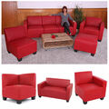 Modular Sofa Couch System Lyon, Sessel Ottomane Eckteil, Kunstleder rot