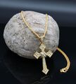 Halskette Kreuz goldfarben Unisex Herren Männer Frauen Damen Modeschmuck Glaube