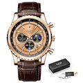 Männer Armbanduhr Herren Edelstahl Chronograph Herrenuhr Lederarmband Geschenk