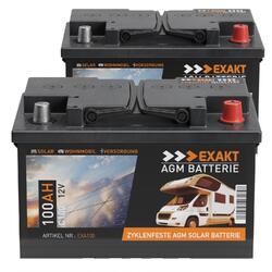 2x Solarbatterie 100Ah 12V AGM Batterie 24V 200Ah Wohnmobil Boot Solar Gel Akku