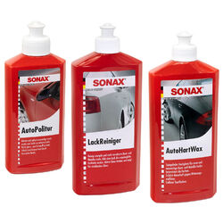 SONAX Außen Lack Pflege Set 3-teilig Lack Reiniger & Auto Politur & Auto HartWax