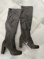 Tamaris Plateau Highheels Stiefel Schwarz Gr. 37  Textil / Velourleder ??