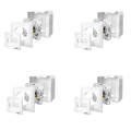 4x Netzwerkdose Cat.6A 2-Port RJ45 geschirmt weiß Kombidose Aufputz + Unterputz