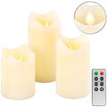 Britesta 3er-Set dimmbare LED-Echtwachskerzen, bewegliche Flamme, Fernbedienung