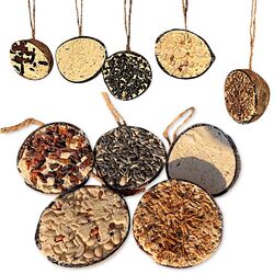 Vogelfutter Fettfutter Mehlwürmer Halbe Kokosnuss 10 Stück Gefüllt Wildvögel✅✅✅✅✅ PREMIUM QUALITÄT 🐦🐦 10 STÜCK je 300 GRAMM 🐦🐦