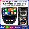 CAR PLAY AUTORADIO FÜR PEUGEOT 107/TOYOTA AYGO CITROEN ANDROID 13 NAVI DAB+ DSP