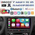 Für Audi A3 S3 RS3 8V 8P 2003-2012 9" Carplay DAB+ Autoradio Android13 32G KAM+