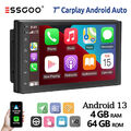 Autoradio 7 Zoll 2 DIN Carplay Android 13 4+64G GPS NAVI USB RDS BT Touchscreen