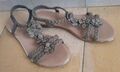 Sandalen Damen Neu Sandaletten,Damenschuhe Gr. 41 Gummizug, Blumen