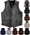 Herren Anzug Tweed Weste Jagd Herringbone Wolle Vintage Hochzeit Retro Gilet++