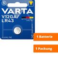 1  x Varta V12GA LR43 AG12 12GA 386 LR1142 Knopfzelle 1.5 V Alkaline Batterie