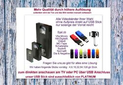 6 Bänder Hi8 Video8 Minidv VHS-C digitalisieren im mp4 FullHd, USB Stick FullHD