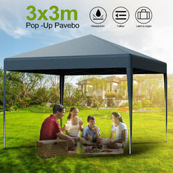 Pavillon Pop-Up Stabil Gartenzelt 3x3m UV Faltpavillon Gartenpavillon Partyzelt