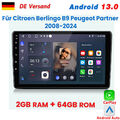 Für Citroen Berlingo B9 Peugeot Partner 2+64G Carplay Android13 Autoradio GPS BT