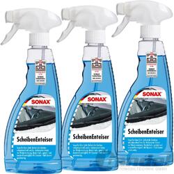 3x 500ml SONAX SCHEIBENENTEISER ENTEISERSPRAY DEFROSTER SCHEIBEN ENTEISER