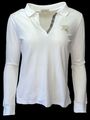 BURBERRY LONDON Damen Designer Poloshirt long Stretch V-Neck weiss Gr.L