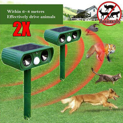 1/2x Solar Tiervertreiber Ultraschall Abwehr Marder Katzen Hunde Abwehr Schreck