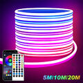 5-20m Neon LED Strip Streifen RGB Flex Schlauch diffus Lichtband Dimmbar APP DE