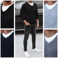 Herren Pullover Strickpullover V-Ausschnitt Sweater Basic DSTREET L-3XL