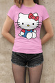 Bio Baumwolle Damen T-Shirt Hello Kitty Hallo Sitzt Katze Süße Katze Lady Cat 