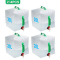 4x Trinkwasserkanister 20L Camping Wasser Kunststoffkanister Mit Hahn Faltbar DE