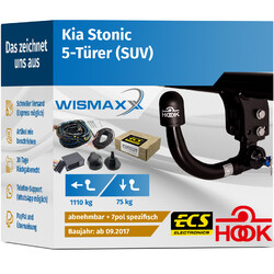 ANHÄNGERKUPPLUNG für Kia Stonic ab 17 vert. abnehmbar HOOK +7pol E-Satz ECS