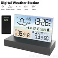 Digitaler LCD Wecker Wetterstation Innen Außen Sensor Thermometer Drahtlos Hygro