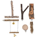  6 Stück Papageienkäfig, Holzschaukel, Vogelsitzstange, Papageienkäfig,
