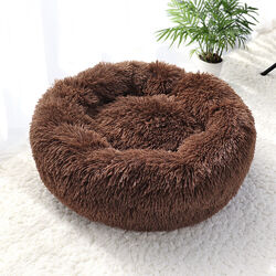 Hundebett Katzenbett Flauschiges Plüsch Hundekissen Schlafplatz Rund Donut Sofa