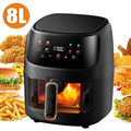 Heißluftfritteuse XXL Airfryer 8L Friteuse Fritteusen Backofen Grill 1800W