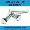 M12 DIN 931 Sechskantschrauben A2 VA mit Teilgewinde Schaft Edelstahl V2A M 12 x