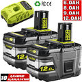 2x 18V 12,0Ah Akku für RYOBI One Plus Lithium HP RB18L50 P108 Batterie/Ladegerät