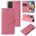 Handy Tasche für Samsung Galaxy A51 Handyhülle Blumen Buch Klapp Cover Case Rosa